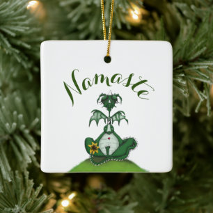 Ornement En Céramique Drôle Yogi Dragon Peinture