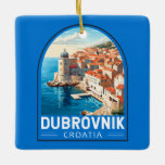 Ornement En Céramique Dubrovnik Croatie Travel Art Vintage<br><div class="desc">Dubrovnik Croatie design de voyage rétro. Elle est connue pour sa Vieille Ville,  entourée de massifs murs en pierre datant du XVIe siècle.</div>