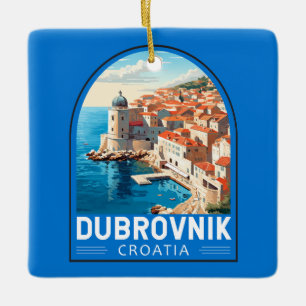 Ornement En Céramique Dubrovnik Croatie Travel Art Vintage