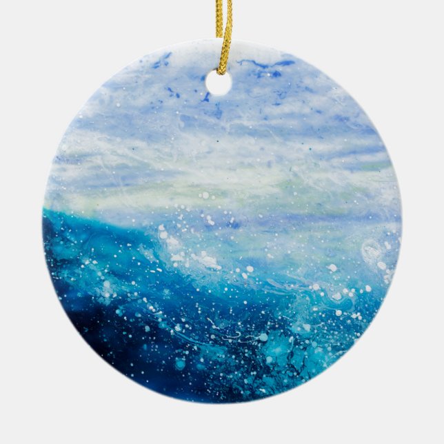 Ornement En Céramique Eau vagues océan bleu turquoise (Devant)