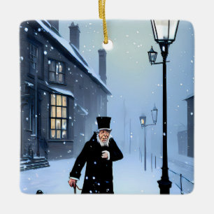 Ornement En Céramique Ebenezer Scrooge Snowy rue victorienne