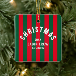 Ornement En Céramique Écran Cabine de Noël Personnalisé Rouge Vert Bande