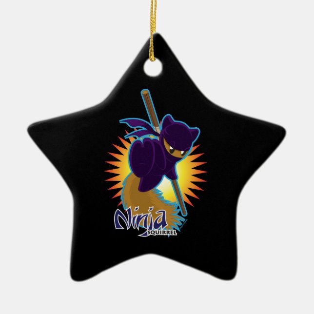 Ornement En Céramique Écureuil de Ninja (Devant)