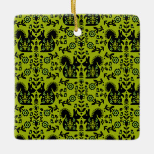 Ornement En Céramique Écureuil Nordic Scandinave Folk Art