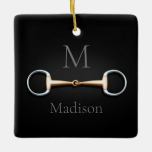 Ornement En Céramique Eggbutt Snaffle Bit Monogrammed Equestrian