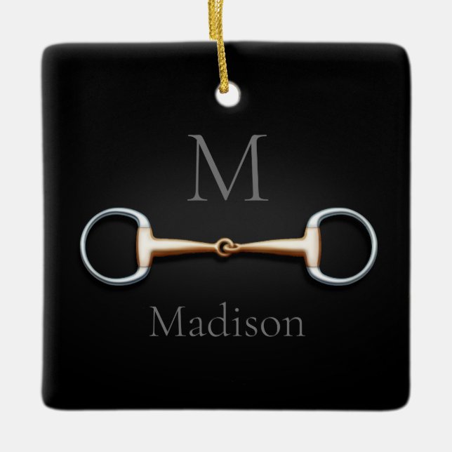 Ornement En Céramique Eggbutt Snaffle Bit Monogrammed Equestrian (Devant)