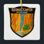 Ornement En Céramique Eldorado Canyon State Park Colorado Art Vintage<br><div class="desc">Design vectoriel du parc Eldorado Canyon State Park. Le parc se compose de deux zones,  l'Inner Canyon et Crescent Meadows.</div>