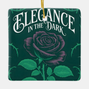 Ornement En Céramique "Elegance dans les Ténèbres" Illustration de Rose