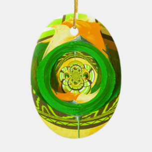 Ornement En Céramique Elégance d'or : Beau art rose jaune africain