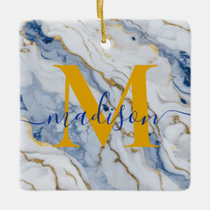 Ornement En Céramique Elégant bleu blanc maïs doré marbre granit