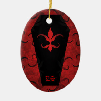 Ornement En Céramique Elégant cercueil gothique victorien rouge Hallowee