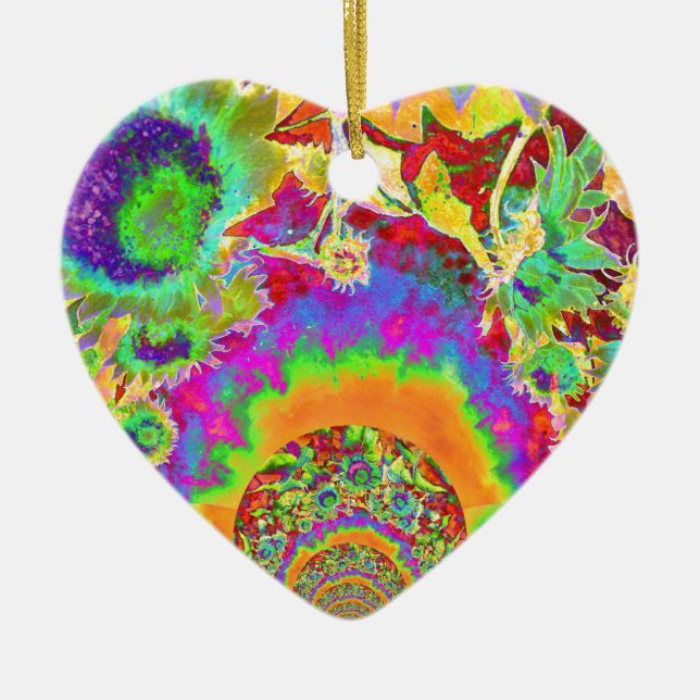 Ornement En Céramique Élégant chou bohème rétro tournesol (Devant)