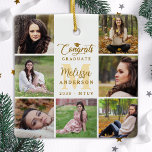 Ornement En Céramique Élégant Diplômé Personnalisé 7 Photo Collage Gradu<br><div class="desc">Célébrez votre diplômé avec notre ornement élégant et moderne de collage photo - la façon parfaite de commémorer votre journée spéciale! Ce gardien simple mais étonnant offre de l'espace pour sept photos personnalisées, avec votre nom et votre année scolaire pour une touche vraiment personnalisée. Que vous fêtiez un baccalauréat, un...</div>