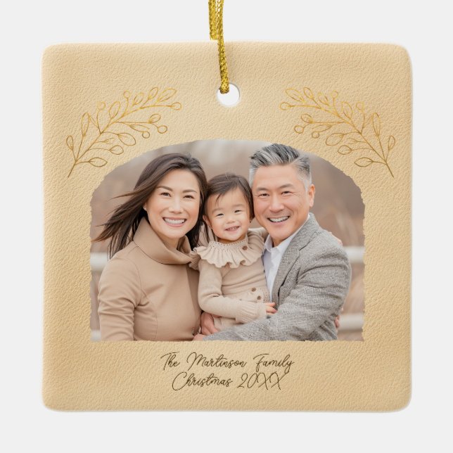 Ornement En Céramique Elegant Golden Branches Arch Photo Beige (Devant)