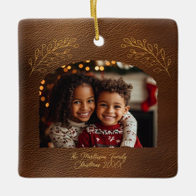 Ornement En Céramique Elegant Golden Branches Arch Photo Brown  (Devant)