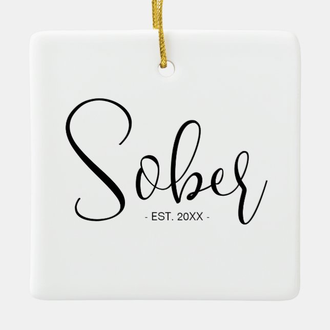 Ornement En Céramique Élégant minimal Sober Date Keepsaké (Devant)