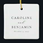 Ornement En Céramique Élégant minimaliste noir blanc Mariage de calligra<br><div class="desc">Élégant minimaliste noir blanc calligraphie Mariage ornement céramique</div>