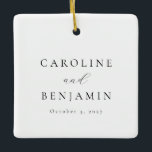 Ornement En Céramique Élégant minimaliste noir blanc Mariage de calligra<br><div class="desc">Élégant minimaliste noir blanc calligraphie Mariage ornement céramique</div>