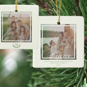 Ornement En Céramique Élégant monogramme de Noël photo Vacances