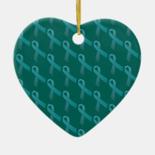 Ornement En Céramique Élégant Motif en carreaux de rubans Turquoises