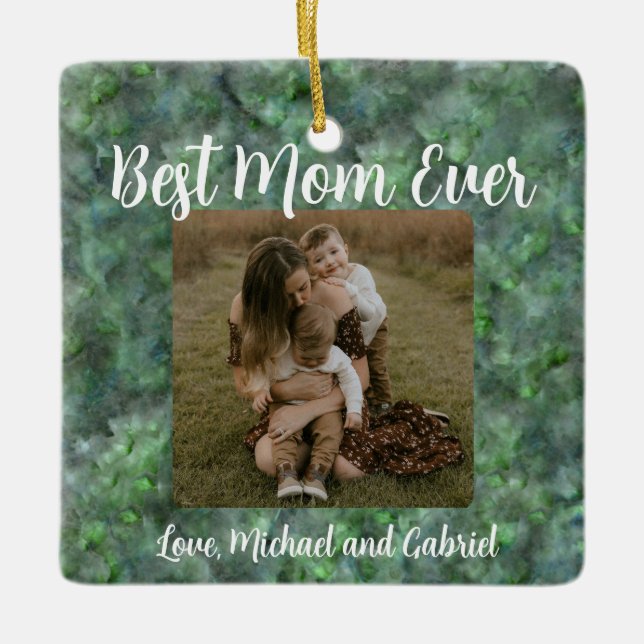 Ornement En Céramique Elégant motif en marbre de quartz vert (Devant)