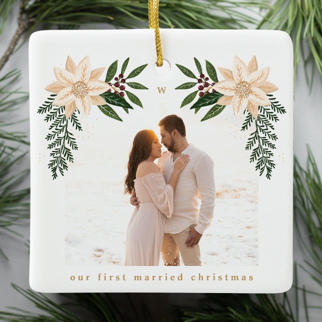 Ornement En Céramique élégant Noël botanique merry chrismtas photo (Créateur téléchargé)