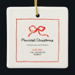 Ornement En Céramique Élégant Noël traditionnel arc rouge moderne<br><div class="desc">Elégant traditionnel arc rouge traditionnel multi script et serif typographie Joyeux Noël de Noël en faveur décoration chope cadeau.</div>