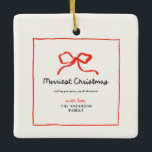 Ornement En Céramique Élégant Noël traditionnel arc rouge moderne<br><div class="desc">Elégant traditionnel arc rouge traditionnel multi script et serif typographie Joyeux Noël de Noël en faveur décoration chope cadeau.</div>