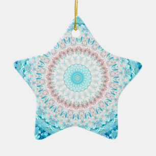 Ornement En Céramique Elégant Sky Blue Crystal Mandala