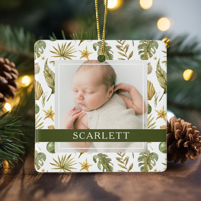 Ornement En Céramique Élégant Tropical Double Face 2 Photo (Créateur téléchargé)