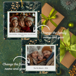 Ornement En Céramique Élégant vert botanique double face