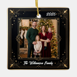 Ornement En Céramique Élégante photo de famille en céramique pour Noël à
