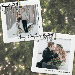 Ornement En Céramique Élégante photo de premier Noël en noir et blanc