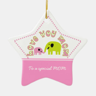 Ornement En Céramique Eléphants mignons Mère Enfant Fête des mères cadea