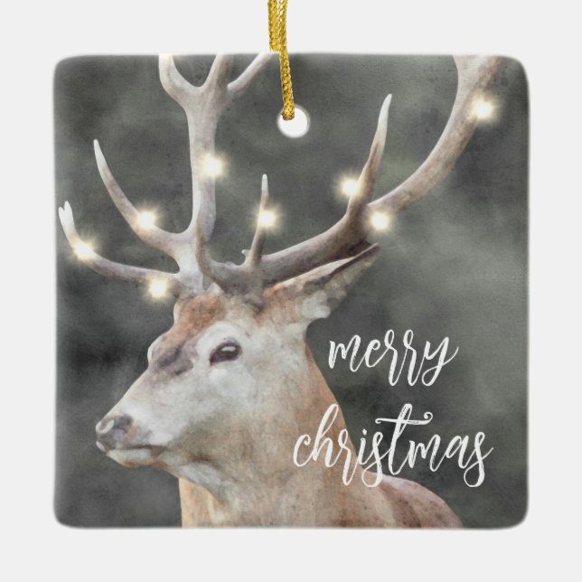 Ornement En Céramique Elk Glowing Light Antler Rustic Holiday (Devant)
