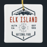 Ornement En Céramique Elk Island National Park Canada Vintage Distressed<br><div class="desc">Elk Island National Park Distressed Badge with unique park themed maple leaf design. The park plays an important part in the conservation of the Plains bison.</div>