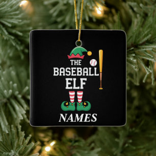 Ornement En Céramique Élufe de baseball personnalisé au nom de la famill