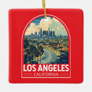 Ornement En Céramique Emblem de Los Angeles California Travel Art