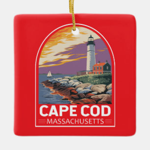 Ornement En Céramique Emblème d'art de voyage Cape Cod Massachusetts
