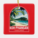 Ornement En Céramique Emblème d'art de voyage Koh Phangan Thaïlande<br><div class="desc">Koh Phangan design de déplacement vectoriel rétro. Ko Pha-ngan est une île du Golfe de Thaïlande dans la province de Surat Thani,  dans le sud de la Thaïlande.</div>