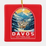 Ornement En Céramique Emblème d'art voyage Davos Suisse<br><div class="desc">Davos design de déplacement vectoriel rétro. Davos est une ville située dans les Alpes suisses,  dans le canton des Grisons. C'est une station de ski populaire avec un centre de conférence qui accueille le Forum économique mondial annuel.</div>