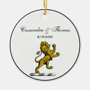 Ornement En Céramique Emblème de crête de lion debout héraldique C