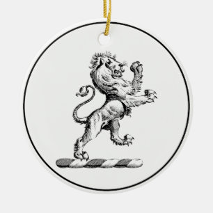 Ornement En Céramique Emblème de crête de lion héraldique debout