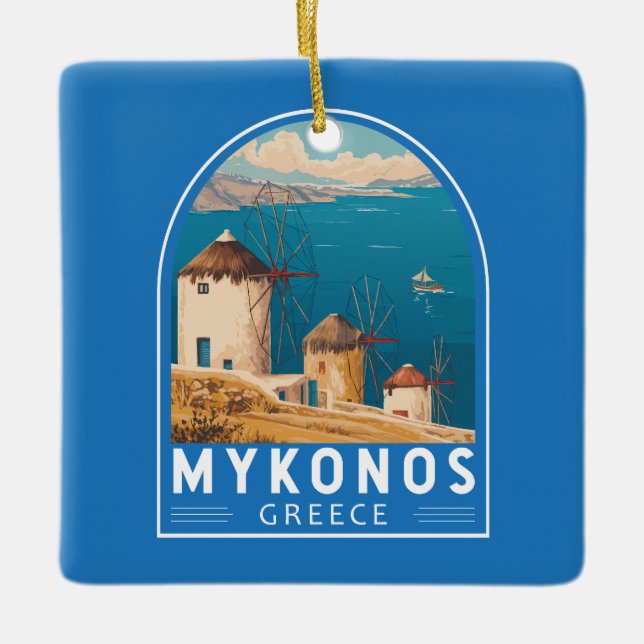 Ornement En Céramique Emblème de Mykonos Grèce Travel Art (Devant)