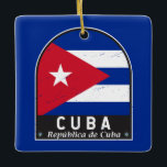 Ornement En Céramique Emblème du drapeau cubain Vintage déprimé<br><div class="desc">L'emblème en détresse de Cuba arborant le drapeau et les armoiries.</div>
