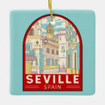 Ornement En Céramique Emblème rétro voyage Séville Espagne<br><div class="desc">Design de voyage rétro Séville dans un style emblème. Il est situé sur les confins de la rivière Guadalquivir,  au sud-ouest de la péninsule ibérique.</div>
