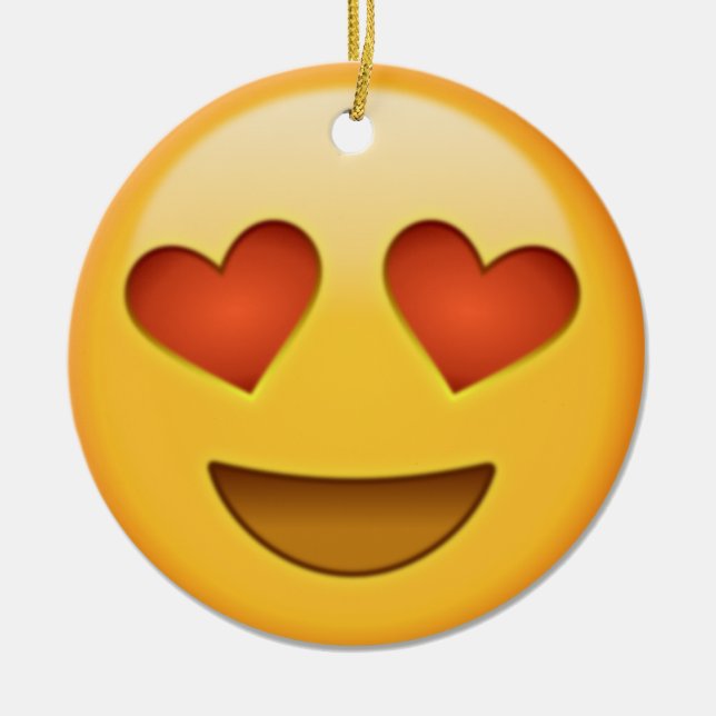 Ornement En Céramique emoji de 2 coeurs (Devant)