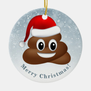 Ornement En Céramique emoji de noël poo avec chapeau santa