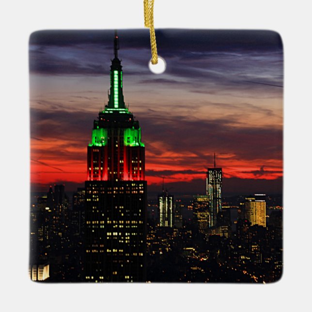 Ornement En Céramique Empire State Building - Christmas Colours Sunset 0 (Devant)