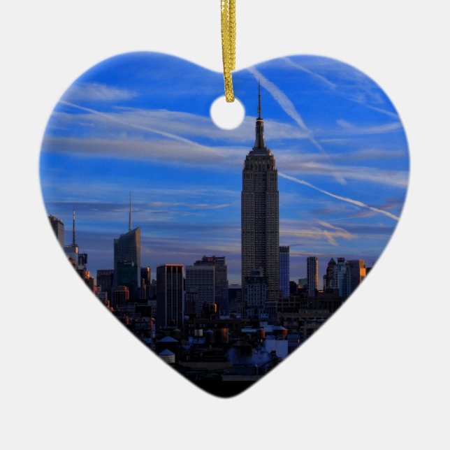 Ornement En Céramique Empire State Building, horizon de NYC et traînées (Devant)